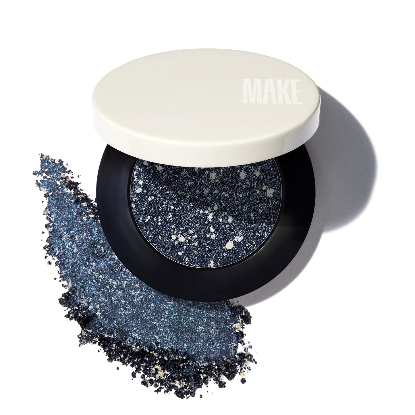 MAKE Beauty Multi-Chromatic Eye Shadow. Metal Reflecting Luminous Foil Finish Creamy, Buildable, Dimensional Long-wear, Crease-proof Powder Eyeshadow, Multichrome Shade - Stardust, Emerald Green